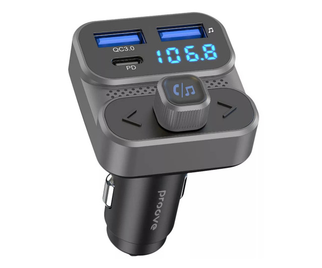 АЗП Proove FM Launcher Luxor SE 36W (PD+QC3.0) Type-C+USB (gray)